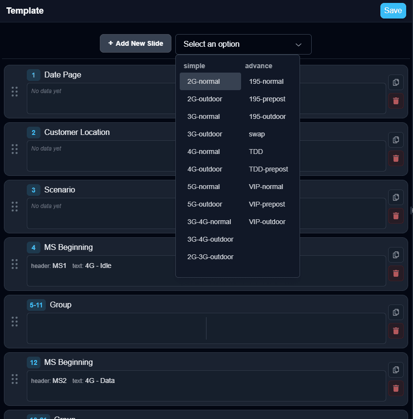 Custom template editor